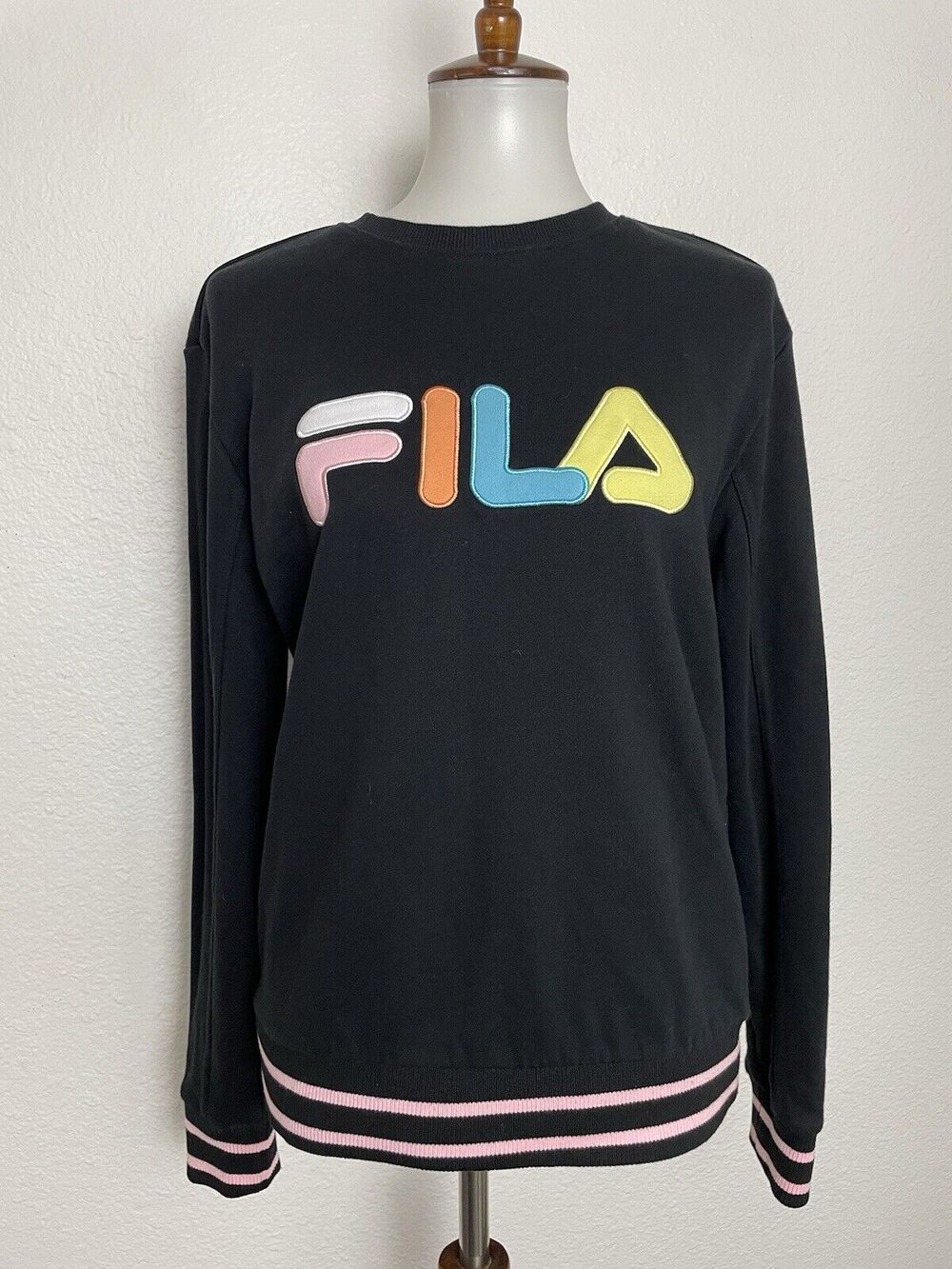 FILA Sweatshirt Top Pullover Crewneck Multicolor Colorblock Stretch